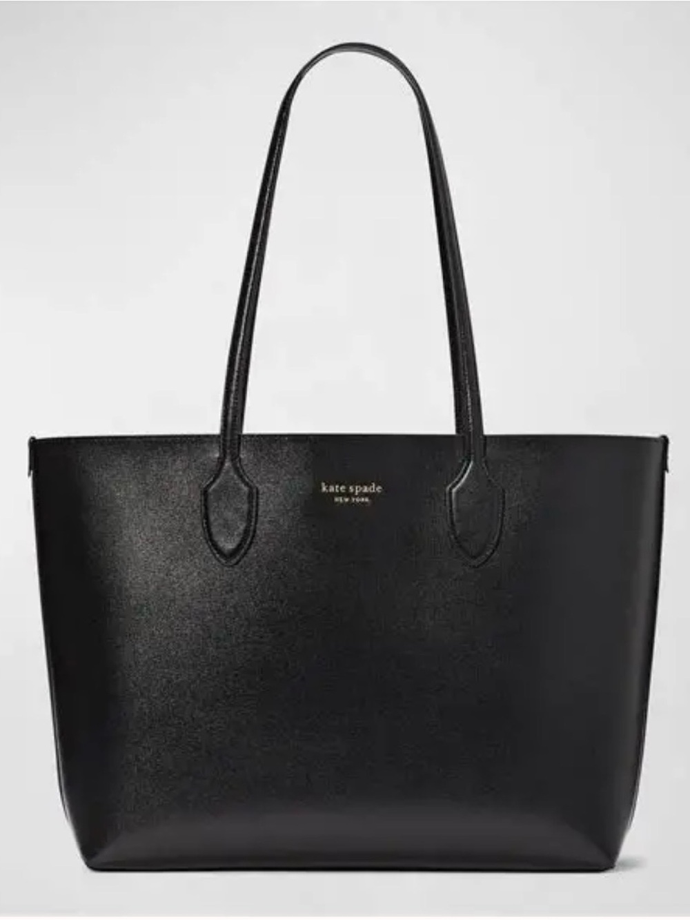 kate spade Black Smooth Leather Tote with Gold Logo
